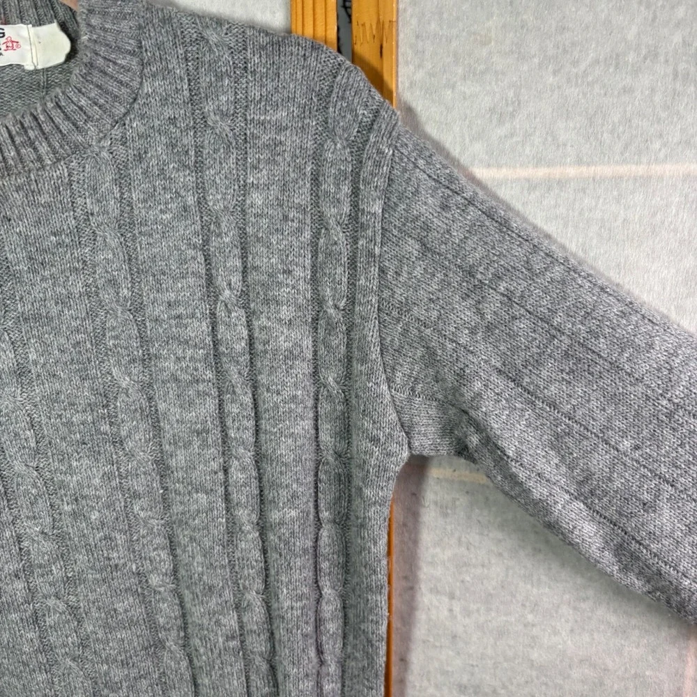 Munsingwear Sweater L Gray Vintage Cable Knit Crewneck Made in USA Mens